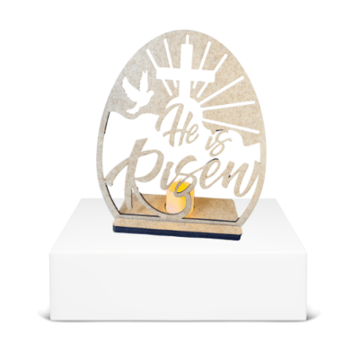 He is Risen” Wooden Display (LED Option)